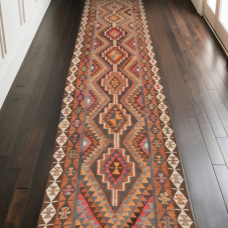 Vintage Tribal Kilim Runner - 3' 6" x 11' 8" (42" x 140") - K0070866