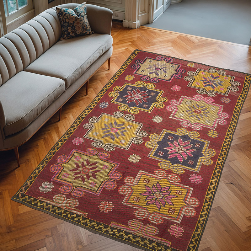 Vintage Anatolian Jijim Rug - 5' 11" x 9' 8" (71" x 116") - K0070869