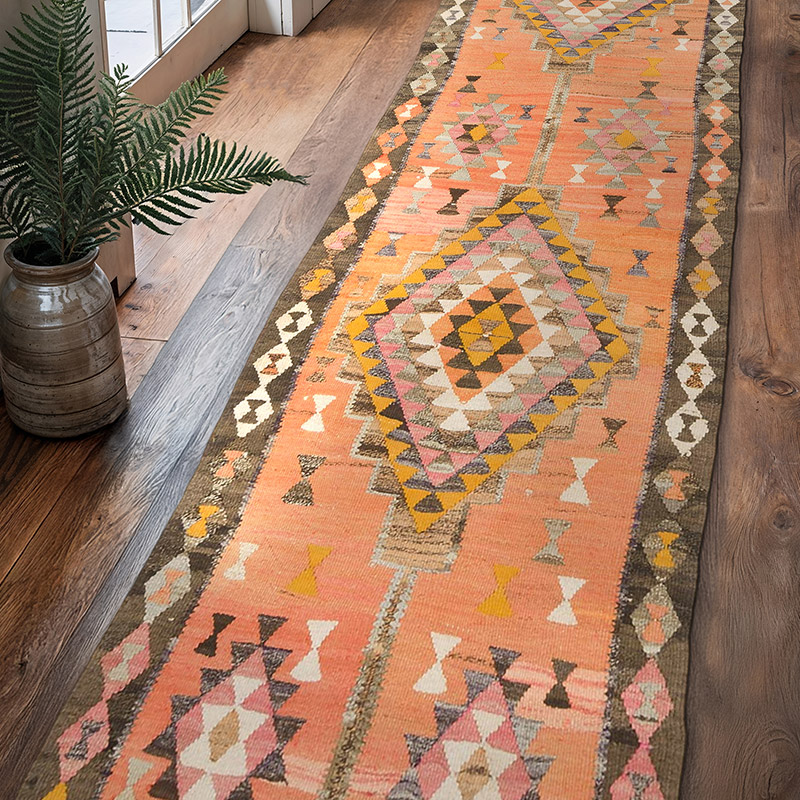 Vintage Tribal Kilim Runner - 3' 1" x 11' 6" (37" x 138") - K0070912