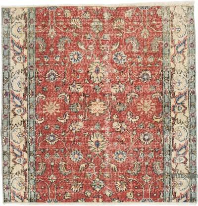 El Dokuma Vintage Halı - 111 cm x 111 cm