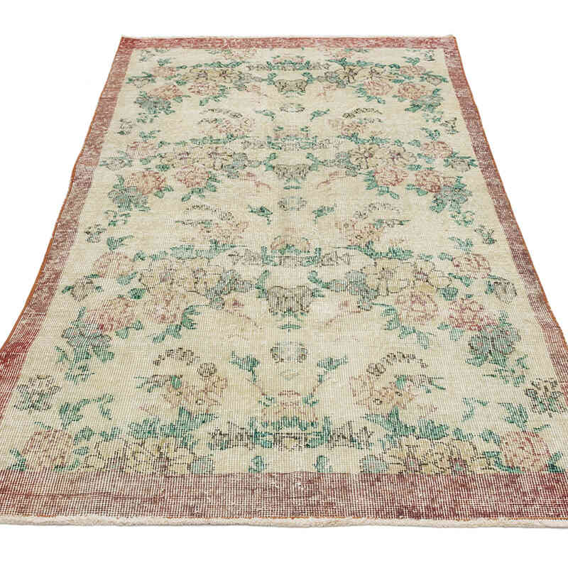 Alfombra Vintage Turca Anudada a Mano - 107 cm x 196 cm - K0070943