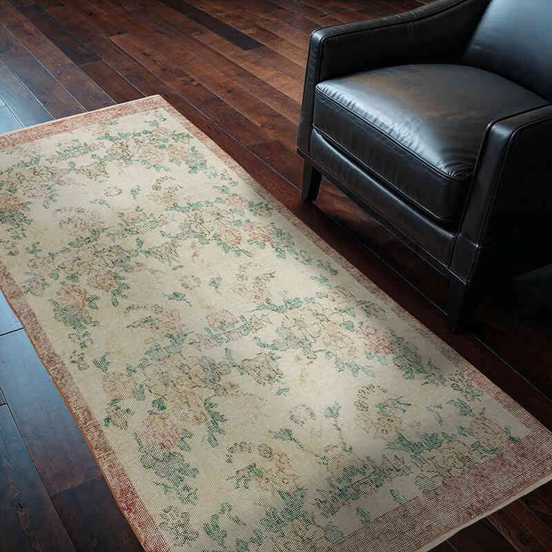 Alfombra Vintage Turca Anudada a Mano - 107 cm x 196 cm - K0070943