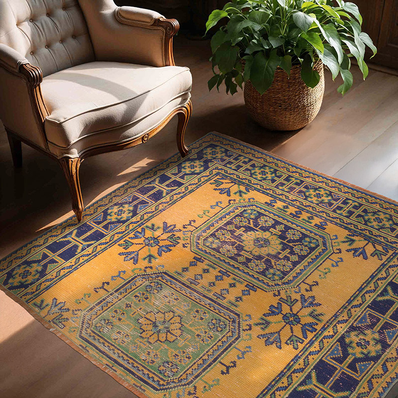 El Dokuma Vintage Halı - 138 cm x 138 cm - K0070946