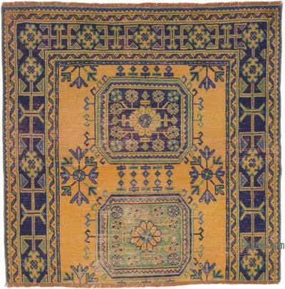 El Dokuma Vintage Halı - 138 cm x 138 cm