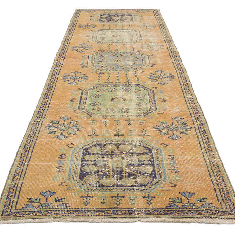 Vintage Turkish Hand-Knotted Runner - 3' 5" x 11' 4" (41" x 136") - K0070950