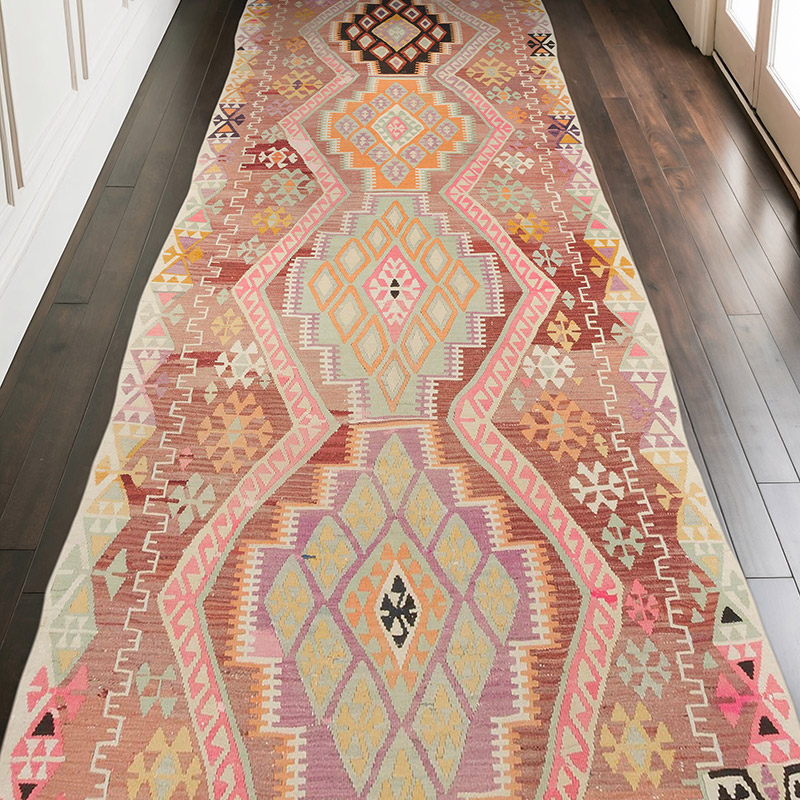 Alfombra Kilim Tribal Vintage - 138 cm x 331 cm - K0070982