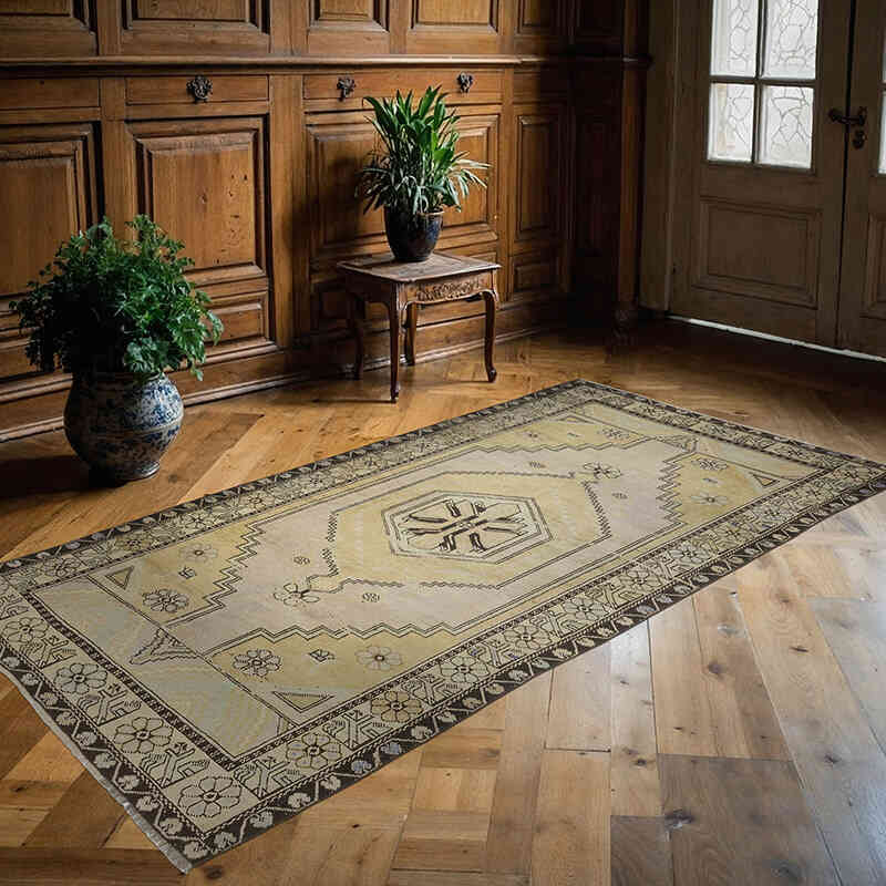 Vintage Turkish Hand-Knotted Rug - 4'  x 7' 9" (48" x 93") - K0071009