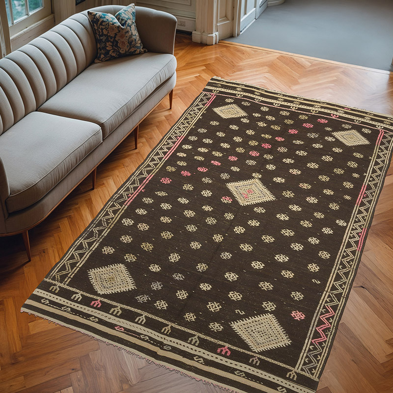 Alfombra Vintage Anatolian Kilim - 186 cm x 292 cm - K0071013