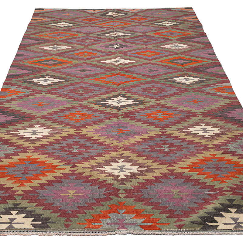 Vintage Afyon Kilim Rug - 5' 5" x 9' 8" (65" x 116") - K0071036