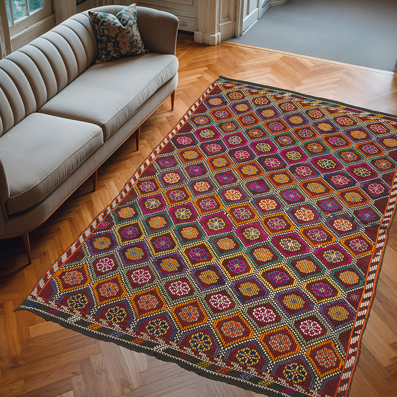 Vintage Anatolian Jijim Rug - 6' 4" x 9' 6" (76" x 114") - K0071118