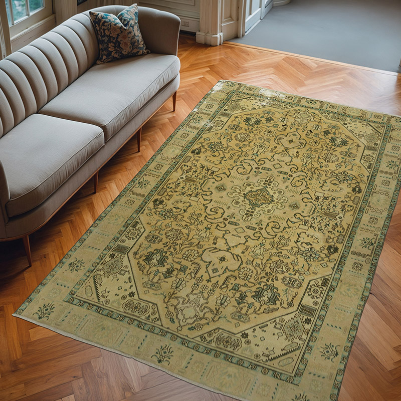 Alfombra Vintage Turca Anudada a Mano - 192 cm x 292 cm - K0071173