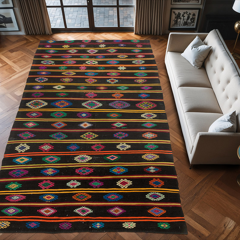 Vintage Anatolian Kilim Rug - 6' 11" x 12' 10" (83" x 154") - K0071188