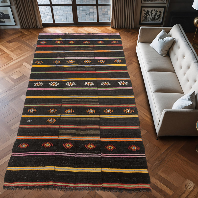 Alfombra Vintage Anatolian Kilim - 190 cm x 378 cm - K0071193