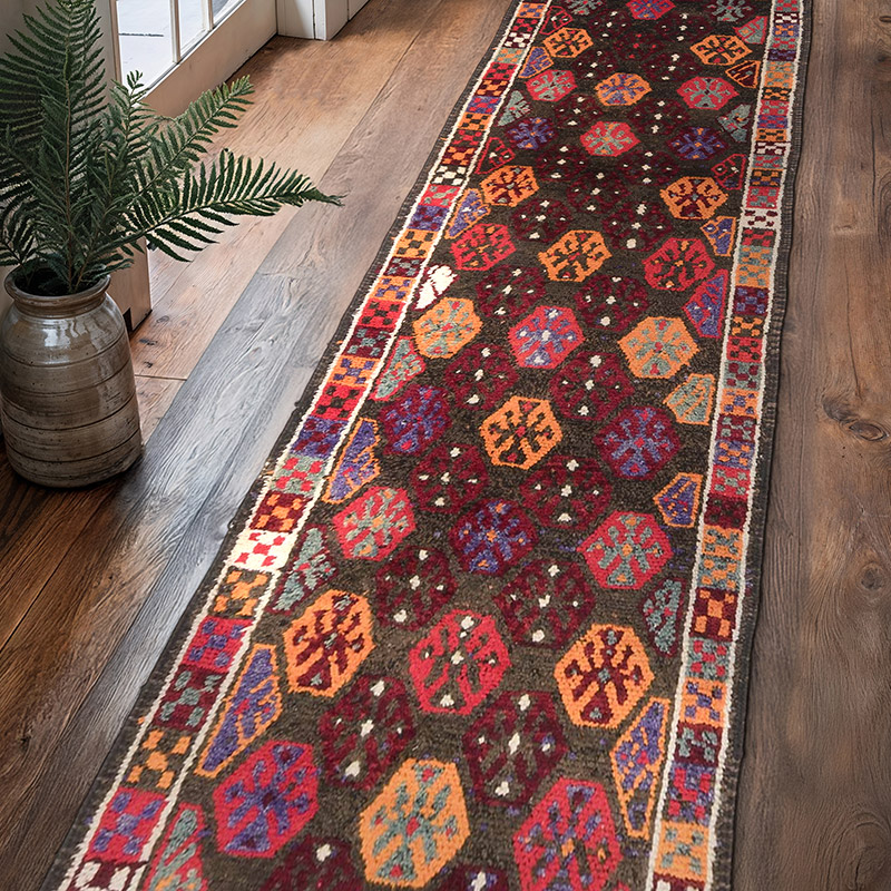 Alfombra Vintage de pasillo - 94 cm x 395 cm - K0071248