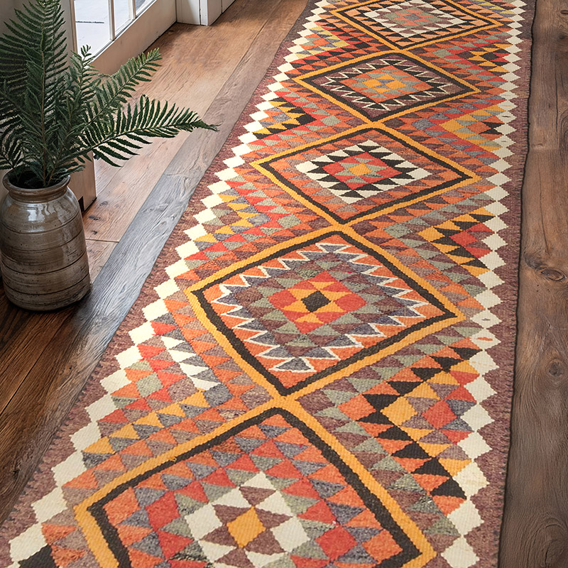 Alfombra Kilim Tribal Vintage - 86 cm x 309 cm - K0071261