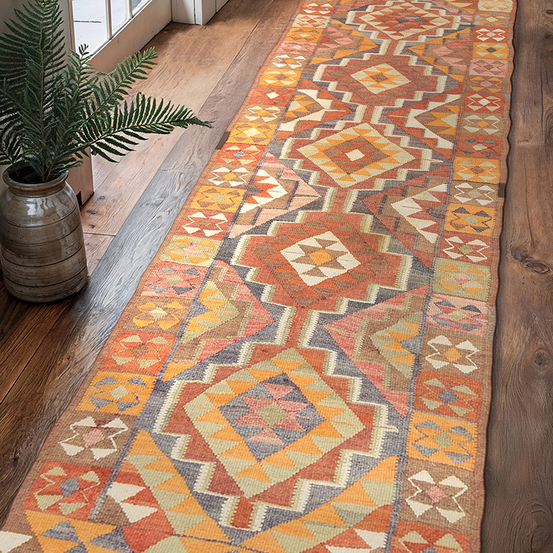 Vintage Tribal Kilim Runner - 2' 11" x 10' 10" (35" x 130") - K0071271