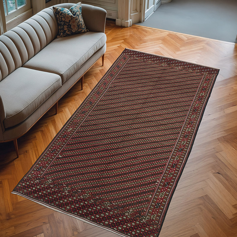 Vintage Yomut Turkoman Kilim Rug - 4' 11" x 9' 6" (59" x 114") - K0071733