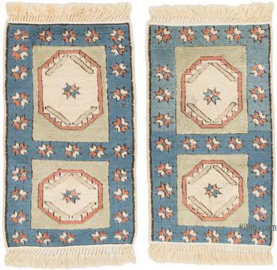 2 Vintage Turkish Hand-Knotted Rugs - 1' 8" x 3' 1" (20" x 37")