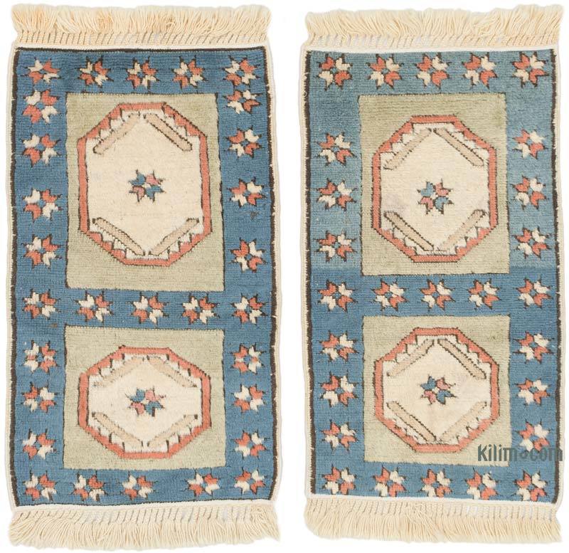 2 Vintage Turkish Hand-Knotted Rugs - 1' 8" x 3' 1" (20" x 37") - K0071743