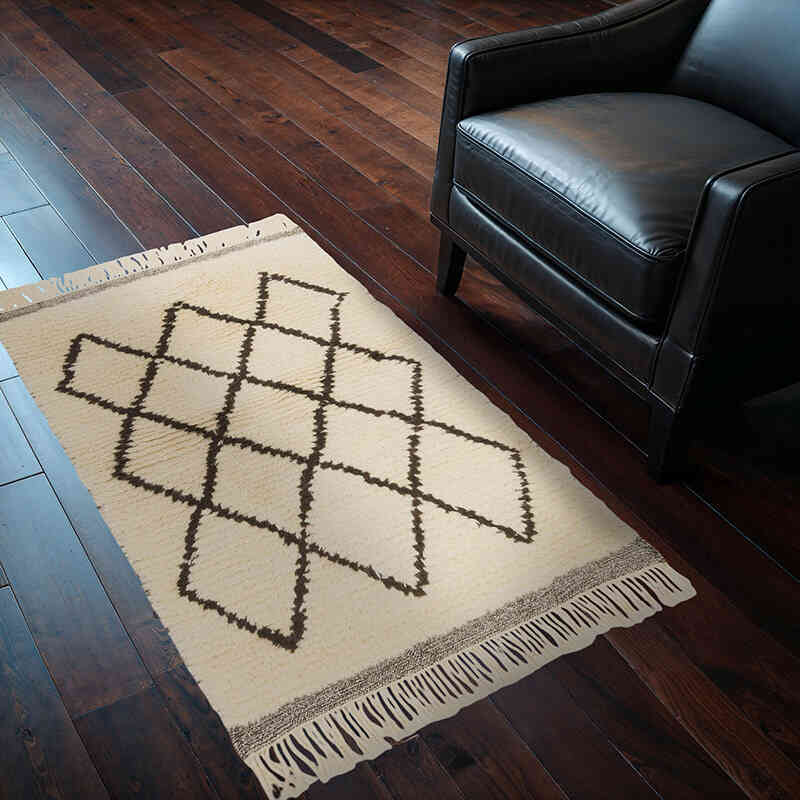 New Moroccan Style Hand-Knotted Tulu Rug - 2' 11" x 4' 5" (35" x 53") - K0071880