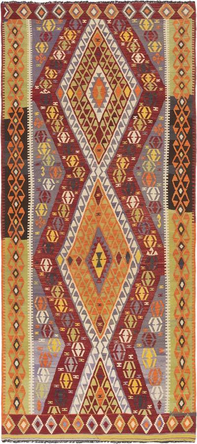 Vintage Bayburt Kilim Rug - 4' 11" x 11' 1" (59" x 133")