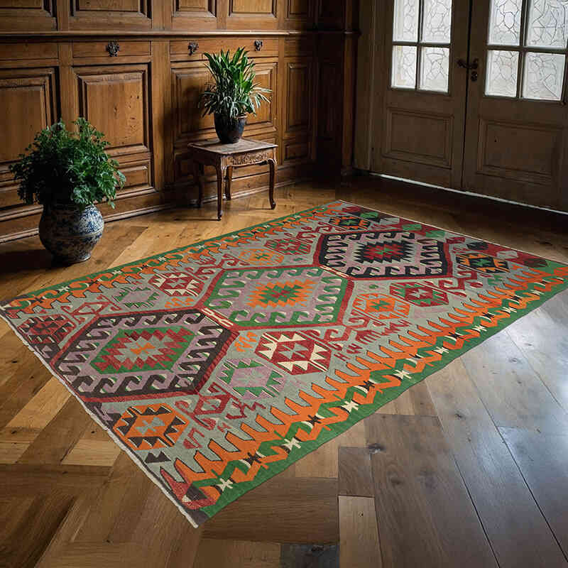 Vintage Milas Kilim Rug - 5' 9" x 8' 2" (69" x 98") - K0071912