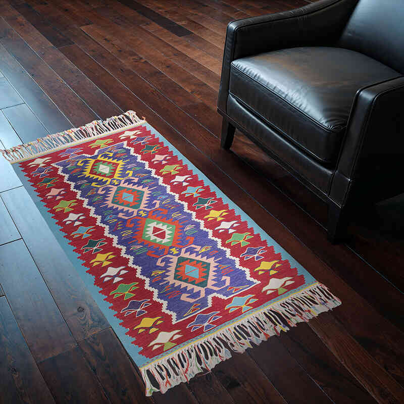Vintage Denizli Kilim Rug - 2' 8" x 4' 5" (32" x 53") - K0071915