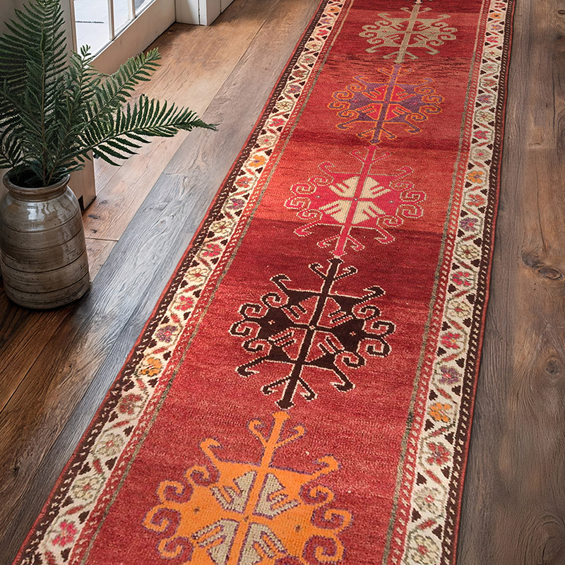 Alfombra Vintage de pasillo - 88 cm x 371 cm - K0071920