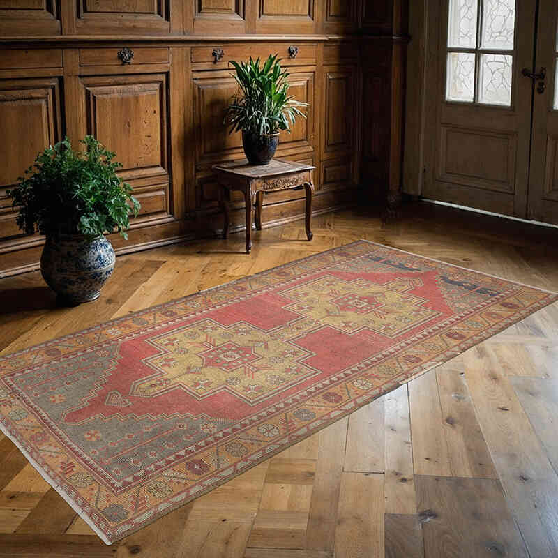Vintage Turkish Hand-Knotted Rug - 4' 5" x 8' 8" (53" x 104") - K0071930
