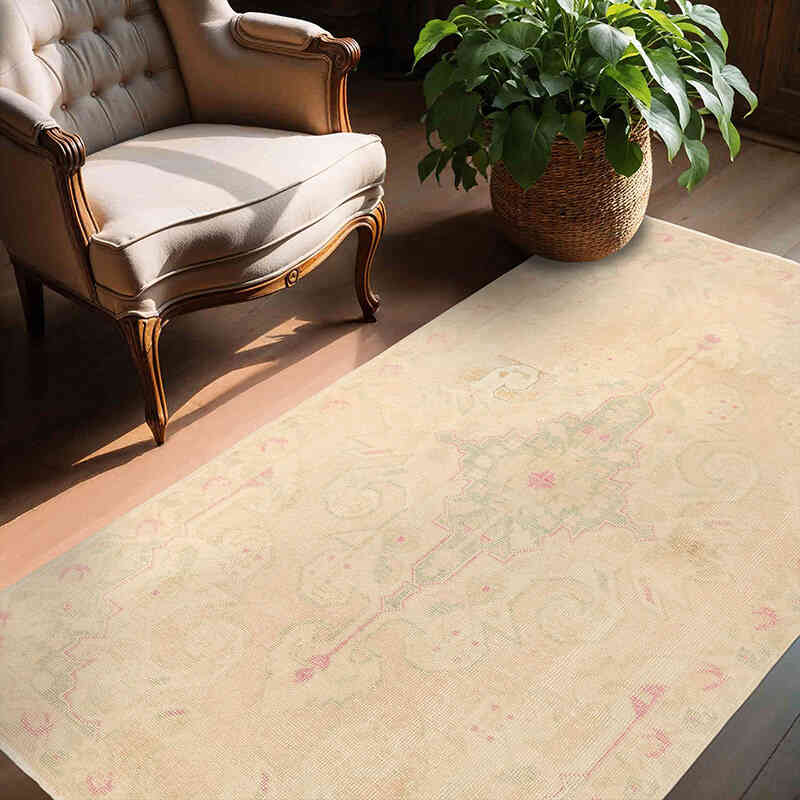 Alfombra Vintage Turca Anudada a Mano - 138 cm x 218 cm - K0071970