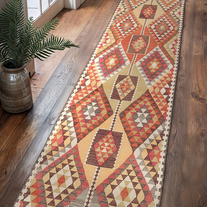 Vintage Tribal Kilim Runner - 2' 9" x 12' 7" (33" x 151") - K0071980