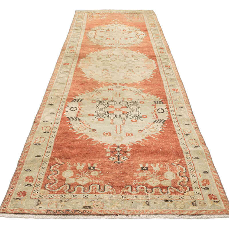 Vintage Turkish Hand-Knotted Runner - 3' 3" x 10' 1" (39" x 121") - K0072024