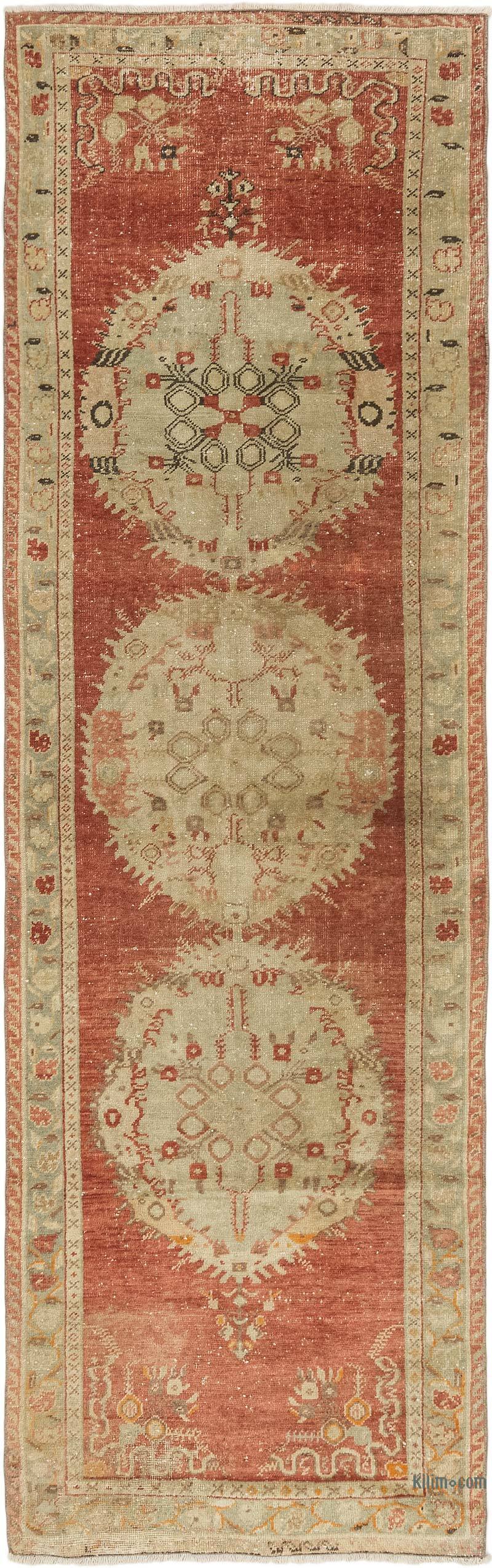 Vintage Turkish Hand-Knotted Runner - 3' 3" x 10' 1" (39" x 121") - K0072024