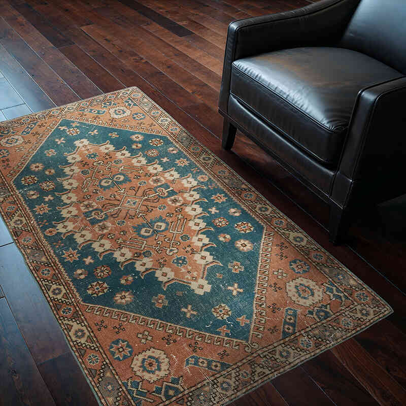 Alfombra Vintage Turca Anudada a Mano - 103 cm x 163 cm - K0072056
