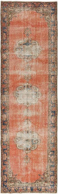 Vintage Turkish Hand-Knotted Runner - 3' 3" x 10' 9" (39" x 129")