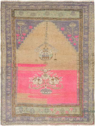 Alfombra Vintage Turca Anudada a Mano - 104 cm x 132 cm