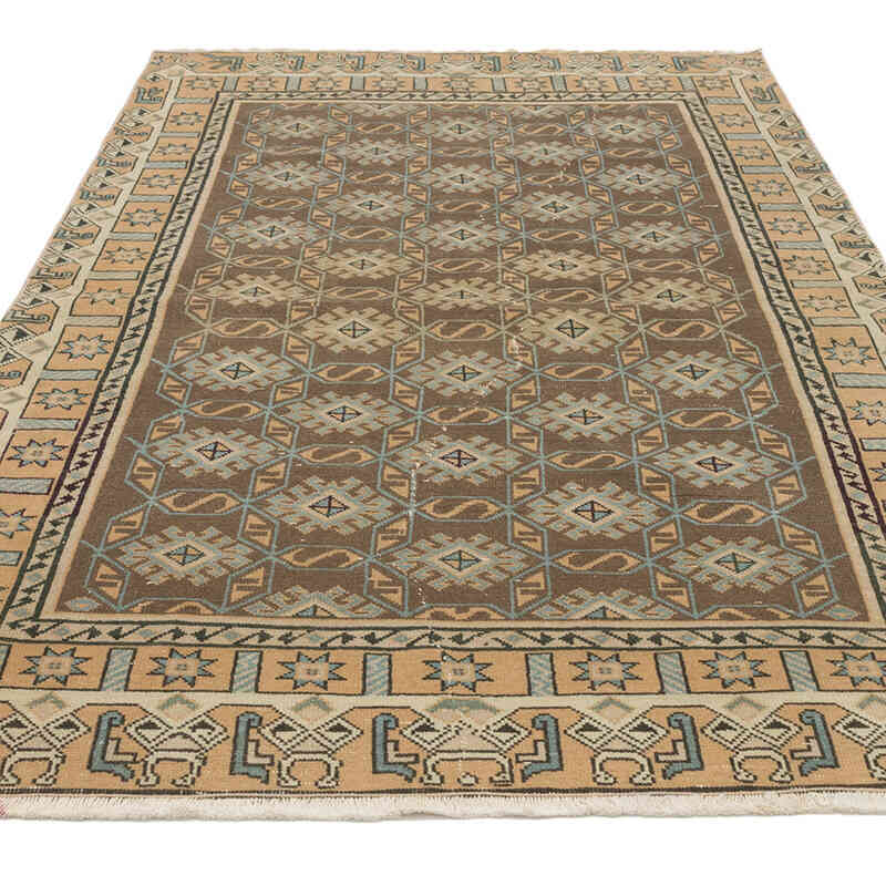 Alfombra Vintage Turca Anudada a Mano - 132 cm x 208 cm - K0072092