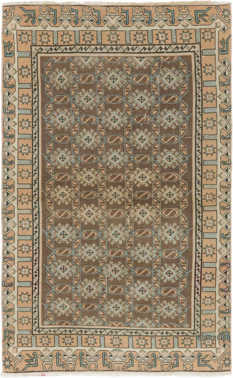 Alfombra Vintage Turca Anudada a Mano - 132 cm x 208 cm - K0072092