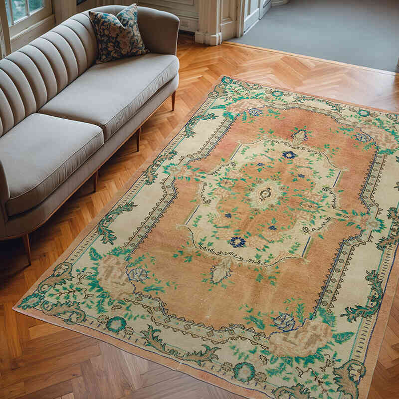 Vintage Turkish Hand-Knotted Rug - 6' 4" x 9'  (76" x 108") - K0072109