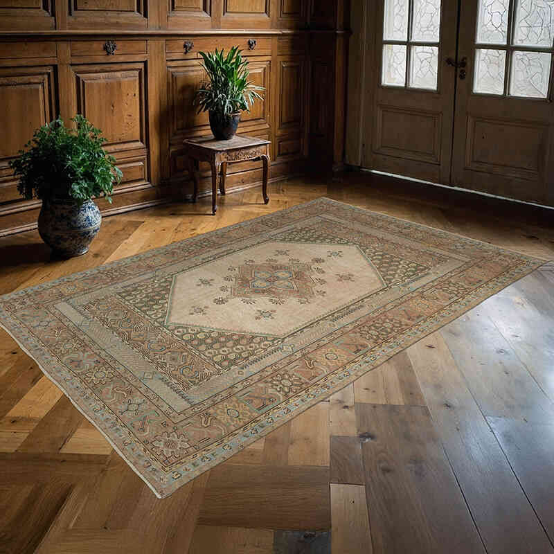 Alfombra Vintage Turca Anudada a Mano - 158 cm x 244 cm - K0072130