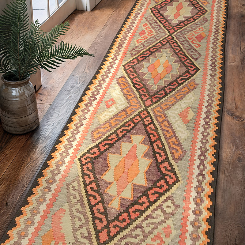 Vintage Tribal Kilim Runner - 3' 1" x 11' 7" (37" x 139") - K0072138
