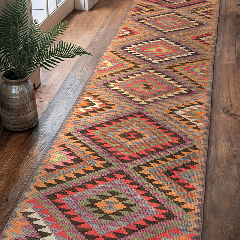 Alfombra Kilim Tribal Vintage - 80 cm x 340 cm - K0072170