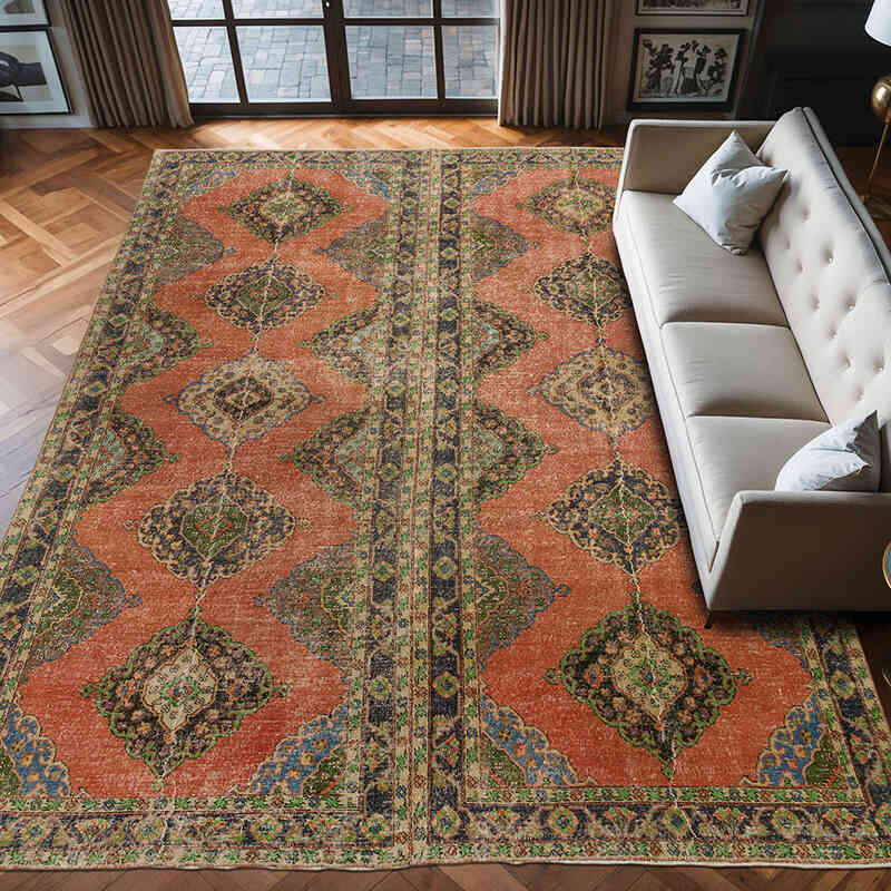 Alfombra Vintage Turca Anudada a Mano - 288 cm x 392 cm - K0072181