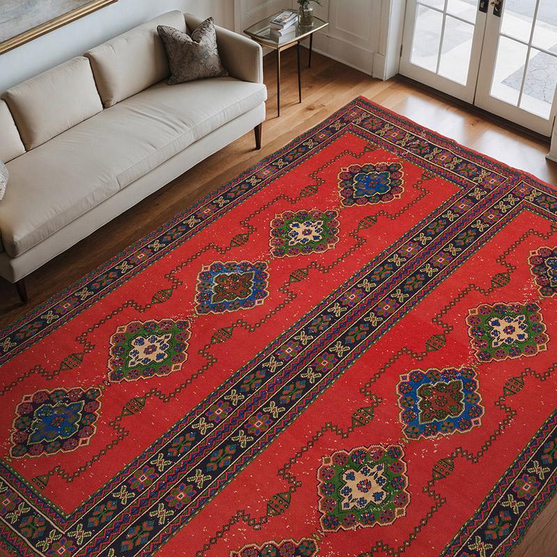 Alfombra Vintage Turca Anudada a Mano - 270 cm x 346 cm - K0072223