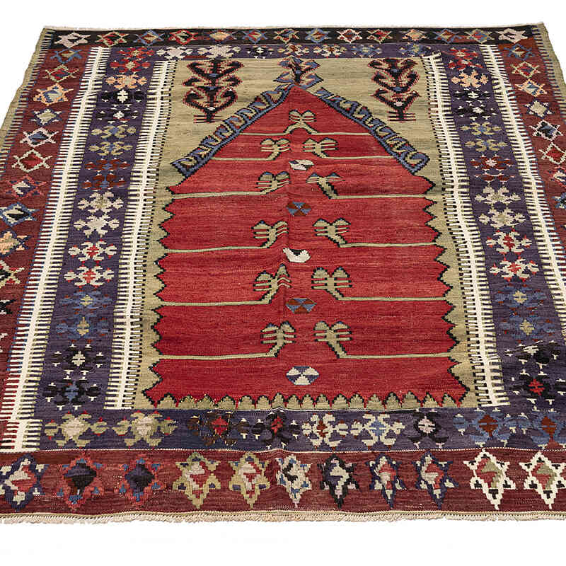 Vintage Konya Obruk Kilim Rug - 4' 7" x 6' 4" (55" x 76") - K0072494