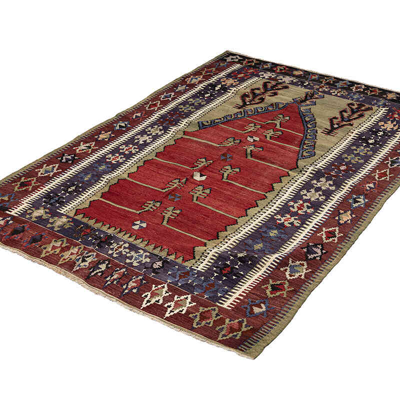 Vintage Konya Obruk Kilim Rug - 4' 7" x 6' 4" (55" x 76") - K0072494