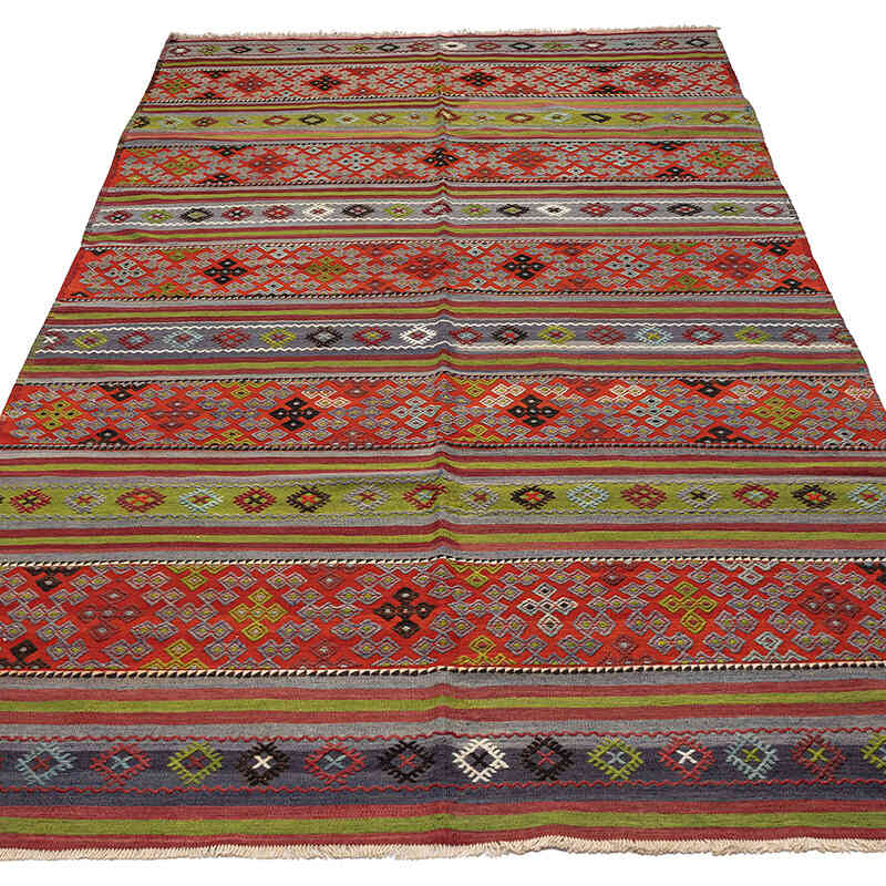 Vintage Denizli Kilim Rug - 5' 4" x 9' 6" (64" x 114") - K0072496