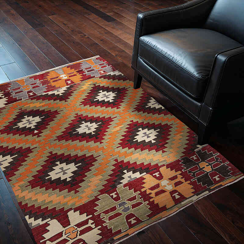Vintage Cal Kilim Rug - 3' 8" x 4' 10" (44" x 58") - K0072497