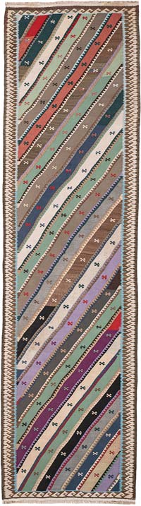 Vintage Sivas Kilim Runner - 3' 2" x 11' 9" (38" x 141")