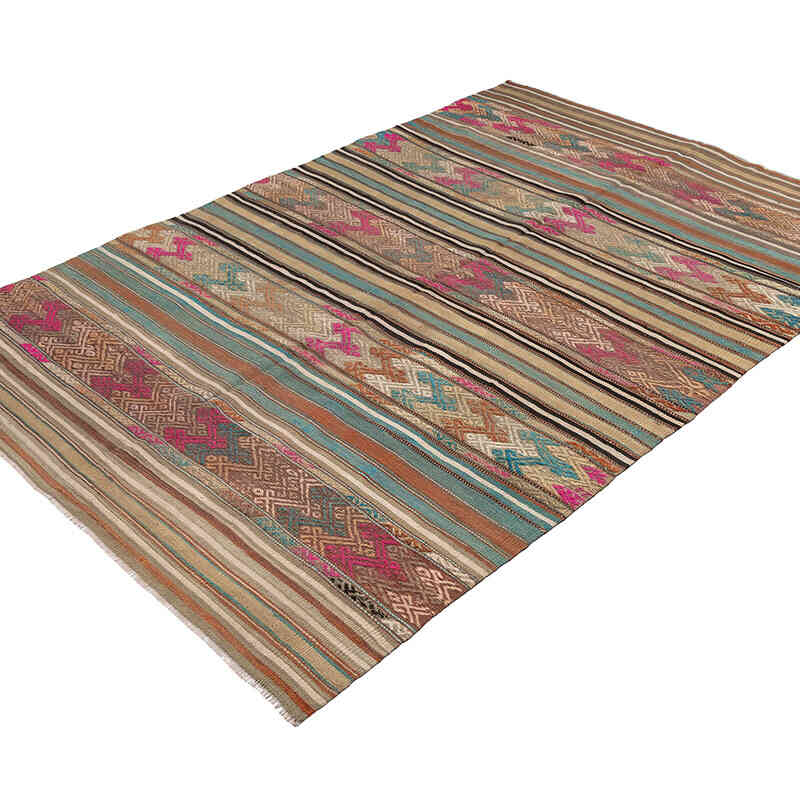 Vintage Denizli Kilim Rug - 4' 10" x 7' 5" (58" x 89") - K0072523